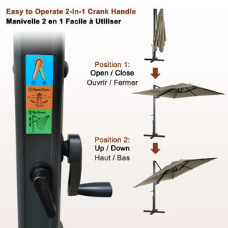 Square Cantilever Patio Umbrella with 90° Tilt, Optional LED/Bluetooth, 4 Colors