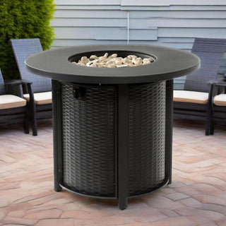 32" Propane Gas Fire Pit Table, 50000 BTU Round Steel Fire Pit for Outside Patio Deck Garden Courtyard-Black