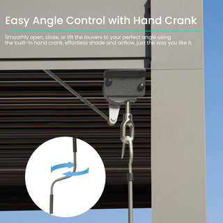 10x12/10x10 FT Outdoor Louvered Pergola with Adjustable Louvers-Brown/Gray/White