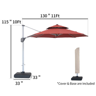 Square Cantilever Patio Umbrella with 5 Adjustable Angles