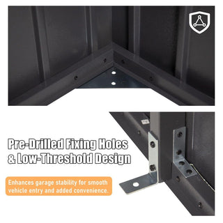 Outdoor Metal Garage Shed, Extra Large Metal Carport with Lockable Double Hinged Doors, Heavy Duty Car Shelter for Car, Truck, Motorcycle and Lawn Equipment, Grey