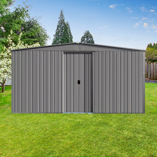 Mondawe 2-in-1 Metal Outdoor Storage Shed and Firewood Shed, Grey Dual-Use Design for Winter Use