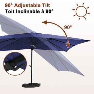 Square Cantilever Patio Umbrella with 90° Tilt, Optional LED/Bluetooth, 4 Colors