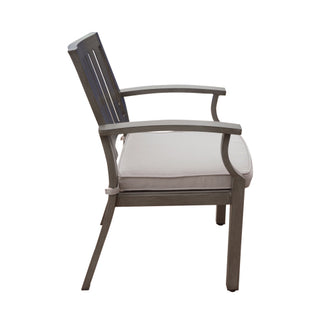 Modern Aluminum Gray Outdoor Dining Chairs with Cushions (Set of 2)