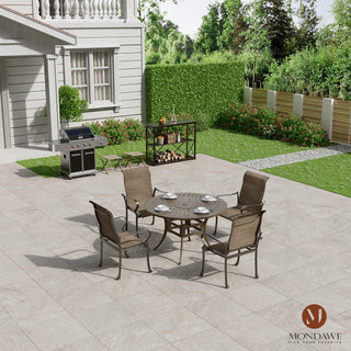 5 Piece Cast Aluminum Patio Dining Set - 48 Round Table with Umbrella Hole