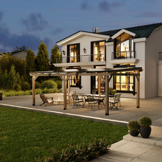 AeroEave Outdoor Cedar Wooden Hardtop Gazebo with Pitched Galvanized Steel Roof