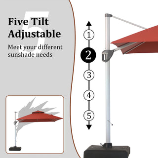 Square Cantilever Patio Umbrella with 5 Adjustable Angles