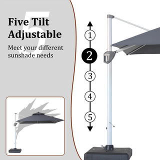 Square Cantilever Patio Umbrella with 5 Adjustable Angles