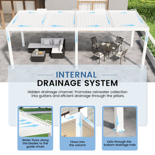 Aluminum Double Pergola Gazebo with Adjustable Louvered Roof & LED