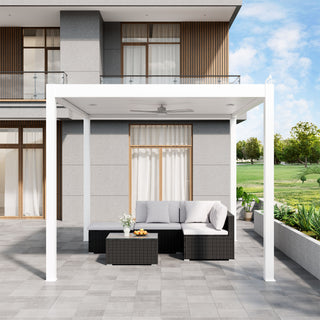 Aluminum Pergola Gazebo with Adjustable Louvered Roof & LED