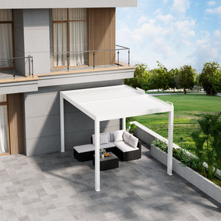 Aluminum Pergola Gazebo with Adjustable Louvered Roof & LED