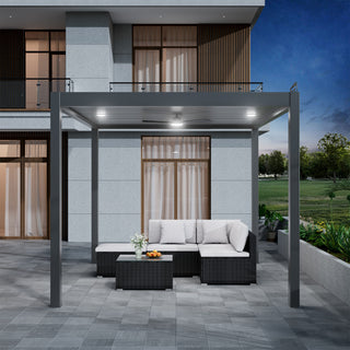 Aluminum Pergola Gazebo with Adjustable Louvered Roof & LED