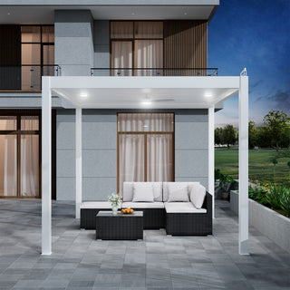 Aluminum Pergola Gazebo with Adjustable Louvered Roof & LED