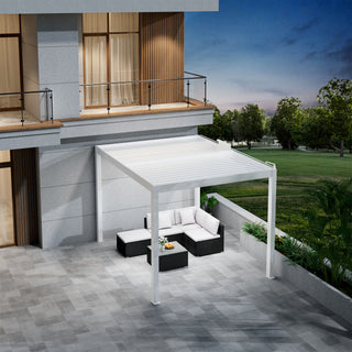 Aluminum Pergola Gazebo with Adjustable Louvered Roof & LED