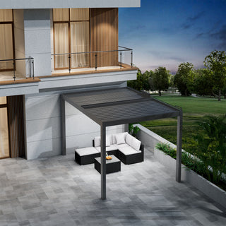 Aluminum Pergola Gazebo with Adjustable Louvered Roof & LED