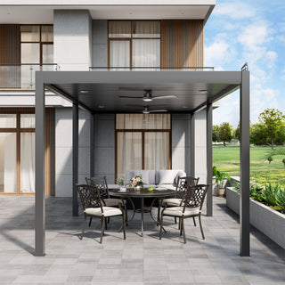 Aluminum Double Pergola Gazebo with Adjustable Louvered Roof & LED