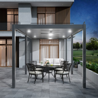 Aluminum Double Pergola Gazebo with Adjustable Louvered Roof & LED