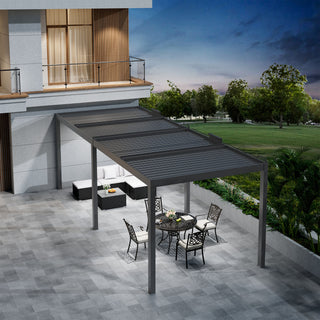 Aluminum Double Pergola Gazebo with Adjustable Louvered Roof & LED