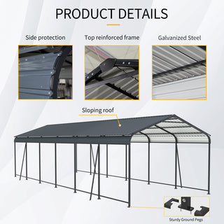 Heavy-Duty Metal Carport with Galvanized Steel Roof and Frame, All-Weather Outdoor Car Shelter Garage for Driveway, Cars, and Trucks