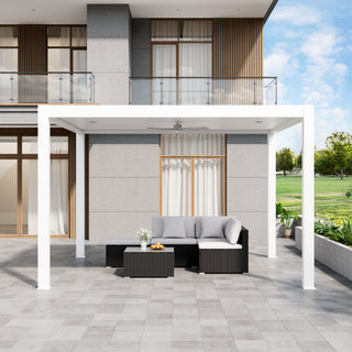 Aluminum Pergola Gazebo with Adjustable Louvered Roof & LED