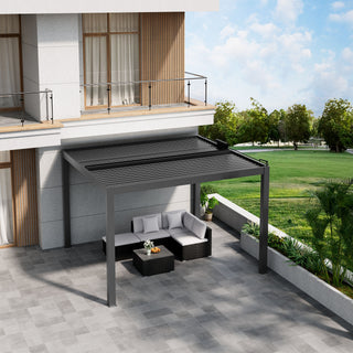 Aluminum Pergola Gazebo with Adjustable Louvered Roof & LED