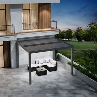 Aluminum Pergola Gazebo with Adjustable Louvered Roof & LED