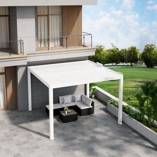 Aluminum Pergola Gazebo with Adjustable Louvered Roof & LED