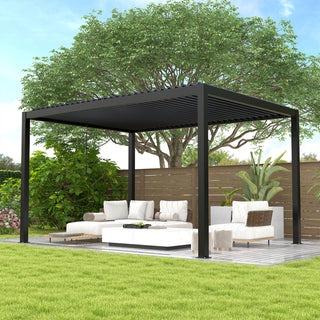 10x13FT / 10x19FT Louvered Pergola with Aluminum Frame and Adjustable Steel or Aluminum Louvers