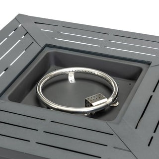 30" Propane Gas Fire Pit Table, 50000 BTU Square Steel Fire Pit for Outside Patio Deck Garden Backyard-Black