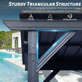 Hardtop Grill Outdoor BBQ Gazebo with 2 Side Shelves and Sloping Galvanized Steel Roof, Metal Permanent Grill Canopy with Ceiling Hooks