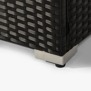 32" Propane Gas Fire Pit Table with Propane Tank Cover 2-Pieces, 50000 BTU Rectangular Steel Fire Pit with Beautiful Wicker Base for Outside Garden-Beige/Dark Gray