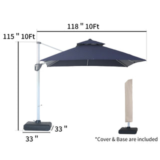 Square Cantilever Patio Umbrella with 5 Adjustable Angles