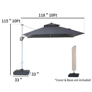 Square Cantilever Patio Umbrella with 5 Adjustable Angles