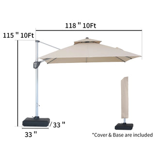 Square Cantilever Patio Umbrella with 5 Adjustable Angles