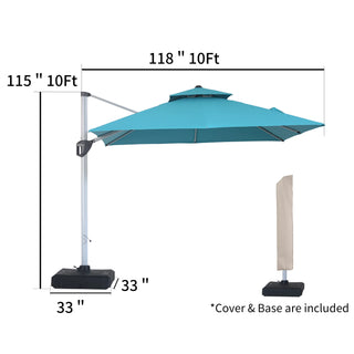 Square Cantilever Patio Umbrella with 5 Adjustable Angles