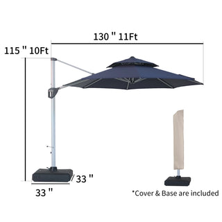 Square Cantilever Patio Umbrella with 5 Adjustable Angles