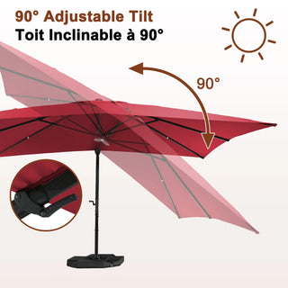 Square Cantilever Patio Umbrella with 90° Tilt, Optional LED/Bluetooth, 4 Colors
