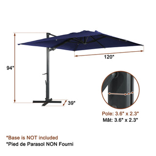 Square Cantilever Patio Umbrella with 90° Tilt, Optional LED/Bluetooth, 4 Colors