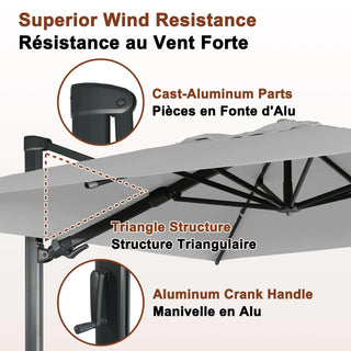 Square Cantilever Patio Umbrella with 90° Tilt, Optional LED/Bluetooth, 4 Colors