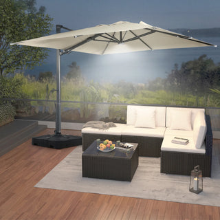 Square Cantilever Patio Umbrella with 90° Tilt, Optional LED/Bluetooth, 4 Colors