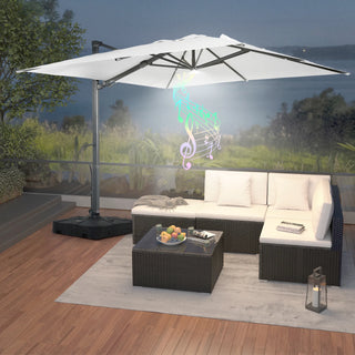 Square Cantilever Patio Umbrella with 90° Tilt, Optional LED/Bluetooth, 4 Colors