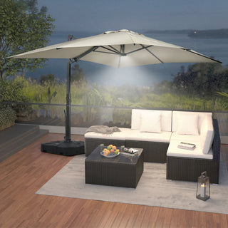 Square Cantilever Patio Umbrella with 90° Tilt, Optional LED/Bluetooth, 4 Colors