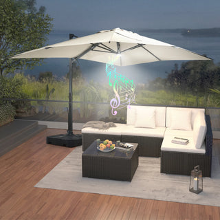 Square Cantilever Patio Umbrella with 90° Tilt, Optional LED/Bluetooth, 4 Colors
