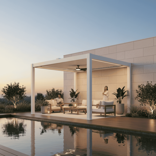 Aluminum Pergola Gazebo with Adjustable Louvered Roof & LED