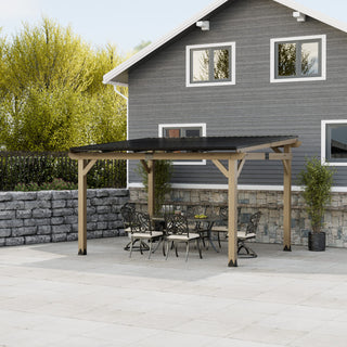 AeroEave Outdoor Cedar Wooden Hardtop Gazebo with Pitched Galvanized Steel Roof