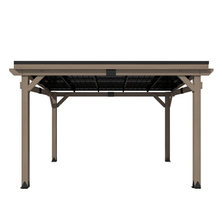 AeroEave Outdoor Cedar Wooden Hardtop Gazebo with Pitched Galvanized Steel Roof