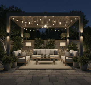 Aluminum Pergola Gazebo with Adjustable Louvered Roof & LED