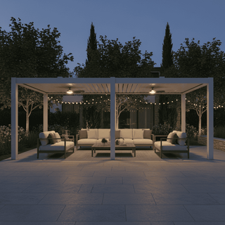 Aluminum Double Pergola Gazebo with Adjustable Louvered Roof & LED