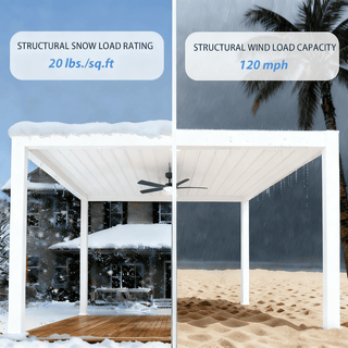 Aluminum Double Pergola Gazebo with Adjustable Louvered Roof & LED