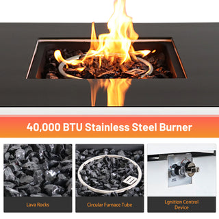 30in White Steel Propane & Natural Gas Fire Pit Table Set – Durable Powder-Coated Finish with Lid, Ideal for Patio, Deck & Backyard Heating